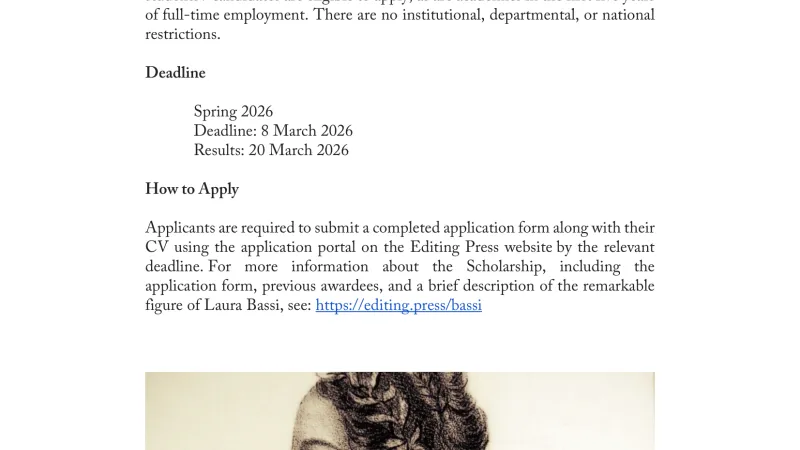 Poster for the Laura Bassi Scholarship 