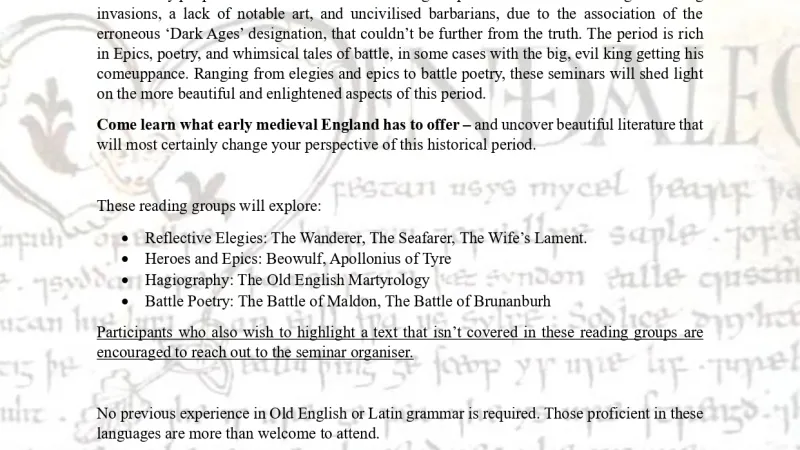 Old English Reading Groups Poster 